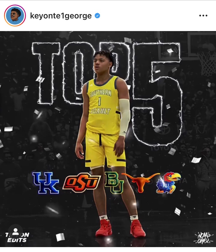 Class of 2022 star Keyonte George down to 5 schools
