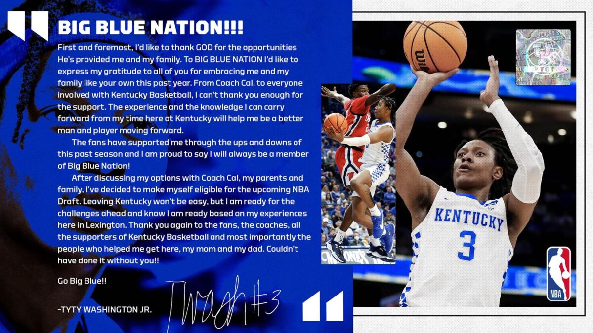 Kentucky freshman TyTy Washington declares for NBA Draft Zagsblog